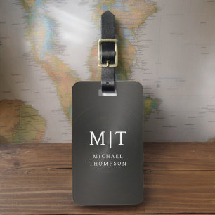 Monogram Black Brushed Metallic Elegant Gepäckanhänger