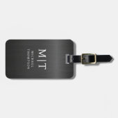 Monogram Black Brushed Metallic Elegant Gepäckanhänger (Vorderseite horizontal)
