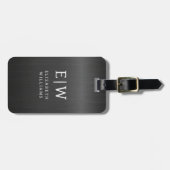 Monogram Black Brushed Metallic Elegant Gepäckanhänger (Vorderseite horizontal)