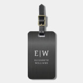 Monogram Black Brushed Metallic Elegant Gepäckanhänger (Vorderseite vertikal)