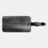 Monogram Black Brushed Metallic Elegant Gepäckanhänger (Rückseite horizontal)