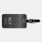 Monogram Black Brushed Metallic Elegant Gepäckanhänger (Vorderseite horizontal)