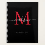 Monogram Black Burgundy Girly Script Name 2021 Planer<br><div class="desc">Modern Monogram Black Burgundy Red Maroon Girly Elegant Stilvolle Script Name 2021 Planer</div>