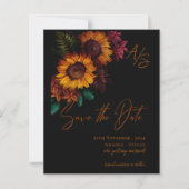 Monogram Black Burnt Orange Wedding Save the Date (Vorderseite)