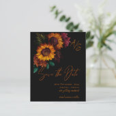 Monogram Black Burnt Orange Wedding Save the Date (Stehend Vorderseite)