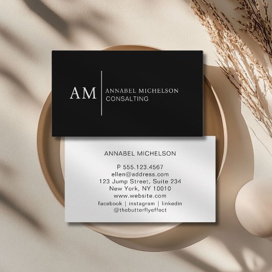 Monogram Black Business Card Visitenkarte
