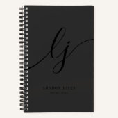 Monogram Black Calligraphy Elegant Script Initials Notizblock (Vorderseite)
