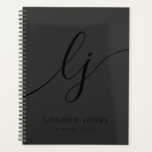 Monogram Black Calligraphy Initials Business-Logo Planer (Vorderseite)