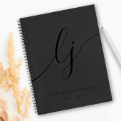 Monogram Black Calligraphy Initials Elegant Script Notizblock