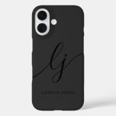 Monogram Black Calligraphy Script Initials Elegant Case-Mate iPhone Hülle (Rückseite)