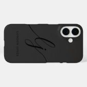 Monogram Black Calligraphy Script Initials Elegant Case-Mate iPhone Hülle (Rückseite (Horizontal))