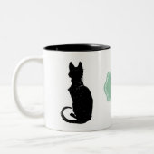 Monogram Black Cat Art Nouveau Chat Noir Steinlen Zweifarbige Tasse (Links)