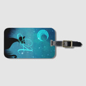 Monogram Black Cat Star Sky Illustration Gepäckanhänger (Vorderseite (Horizontal))
