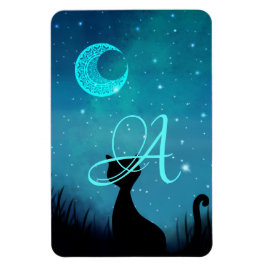 Monogram black cat Starsky moderne Illustration Magnet