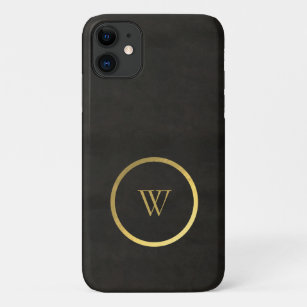 Monogram Black Chalkboard Gold Foil Einfach modern Case-Mate iPhone Hülle