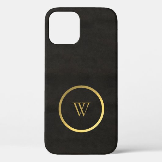 Monogram Black Chalkboard Gold Foil Einfach modern Case-Mate iPhone Hülle (Rückseite)
