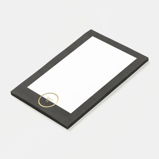 Monogram Black Chalkboard Gold Foil Einfach modern Post-it Klebezettel (angewinkelt)