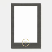 Monogram Black Chalkboard Gold Foil Einfach modern Post-it Klebezettel (Vorderseite)