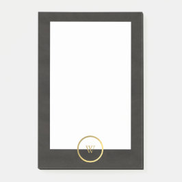 Monogram Black Chalkboard Gold Foil Einfach modern Post-it Klebezettel