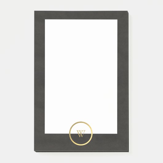 Monogram Black Chalkboard Gold Foil Einfach modern Post-it Klebezettel (Vorderseite)