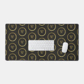 Monogram Black Chalkboard Gold Foil Einfach modern Schreibtischunterlage (Tastatur & Maus)