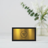 Monogram Black Chalkboard Gold Foil Einfach modern Visitenkarte (Stehend Vorderseite)