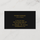 Monogram Black Chalkboard Gold Foil Einfach modern Visitenkarte (Rückseite)