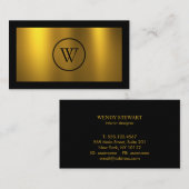 Monogram Black Chalkboard Gold Foil Einfach modern Visitenkarte (Vorne/Hinten)