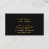 Monogram Black Chalkboard Gold Foil Einfach modern Visitenkarte (Rückseite)
