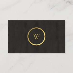Monogram Black Chalkboard Gold Foil Einfach modern Visitenkarte