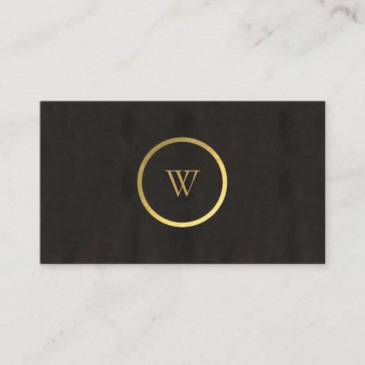 Monogram Black Chalkboard Gold Foil Einfach modern Visitenkarte (Vorderseite)