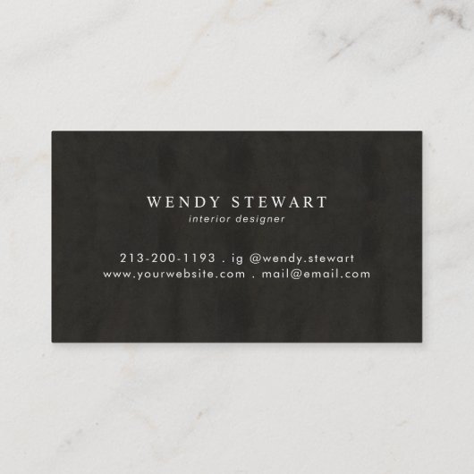 Monogram Black Chalkboard Rose Gold Einfache Moder Visitenkarte (Rückseite)