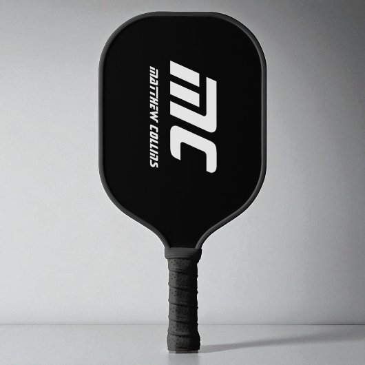 Monogram Black Cooler Minimalistischer Name Modern Pickleball Schläger