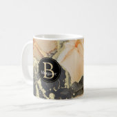 Monogram Black Coral Gold Coffee Tasse (Vorderseite Links)
