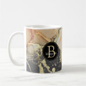 Monogram Black Coral Gold Coffee Tasse (Links)