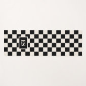 Monogram Black Cream Checkered Pattern Yogamatte (Vorderseite (Horizontal))