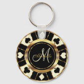 Monogram Black, Cream Ivory und Gold Las Vegas Schlüsselanhänger (Vorderseite)