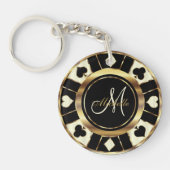 Monogram Black, Cream Ivory und Gold Las Vegas Schlüsselanhänger (Vorderseite)