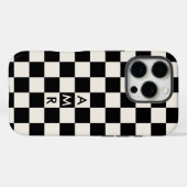 Monogram Black Creme Checkered Pattern Case-Mate iPhone Hülle (Rückseite (Horizontal))