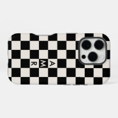 Monogram Black Creme Checkered Pattern iPhone Hülle (Rückseite (Horizontal))
