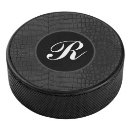 Monogram Black Crocodile Leather Print Eishockey Puck