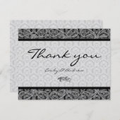 Monogram Black Damask Paisley Wedding Vielen Dank Dankeskarte (Vorne/Hinten)