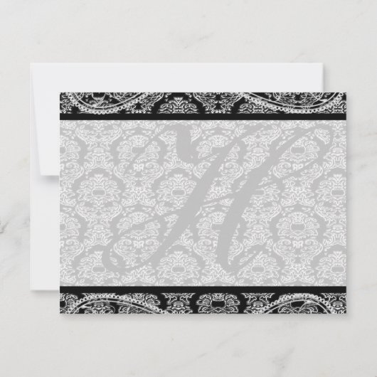 Monogram Black Damask Paisley Wedding Vielen Dank Dankeskarte (Rückseite)
