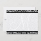 Monogram Black Damask Paisley Wedding Vielen Dank Dankeskarte (Rückseite)