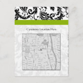 Monogram Black Damask Swirl Wedding Direction Card Begleitkarte (Rückseite)