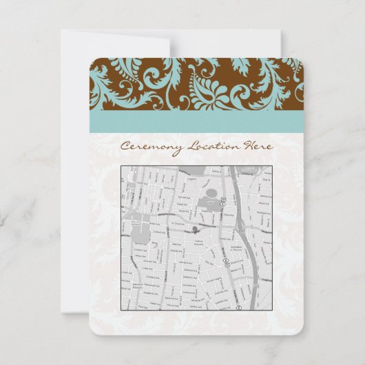 Monogram Black Damask Swirl Wedding Direction Card Einladung (Rückseite)