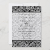 Monogram Black Damask Wedding Invitation Foto Einladung (Rückseite)