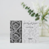 Monogram Black Damask Wedding Table Number Cards Einladung (Stehend Vorderseite)
