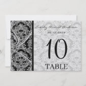 Monogram Black Damask Wedelkarten-Tischnummer Einladung (Vorderseite)