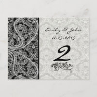 Monogram Black Damask Wedelkarten-Tischnummer